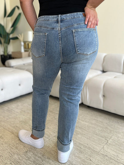 Judy Blue Full Size High Waist Cuff Hem Skinny Jeans us.meeeshop - 