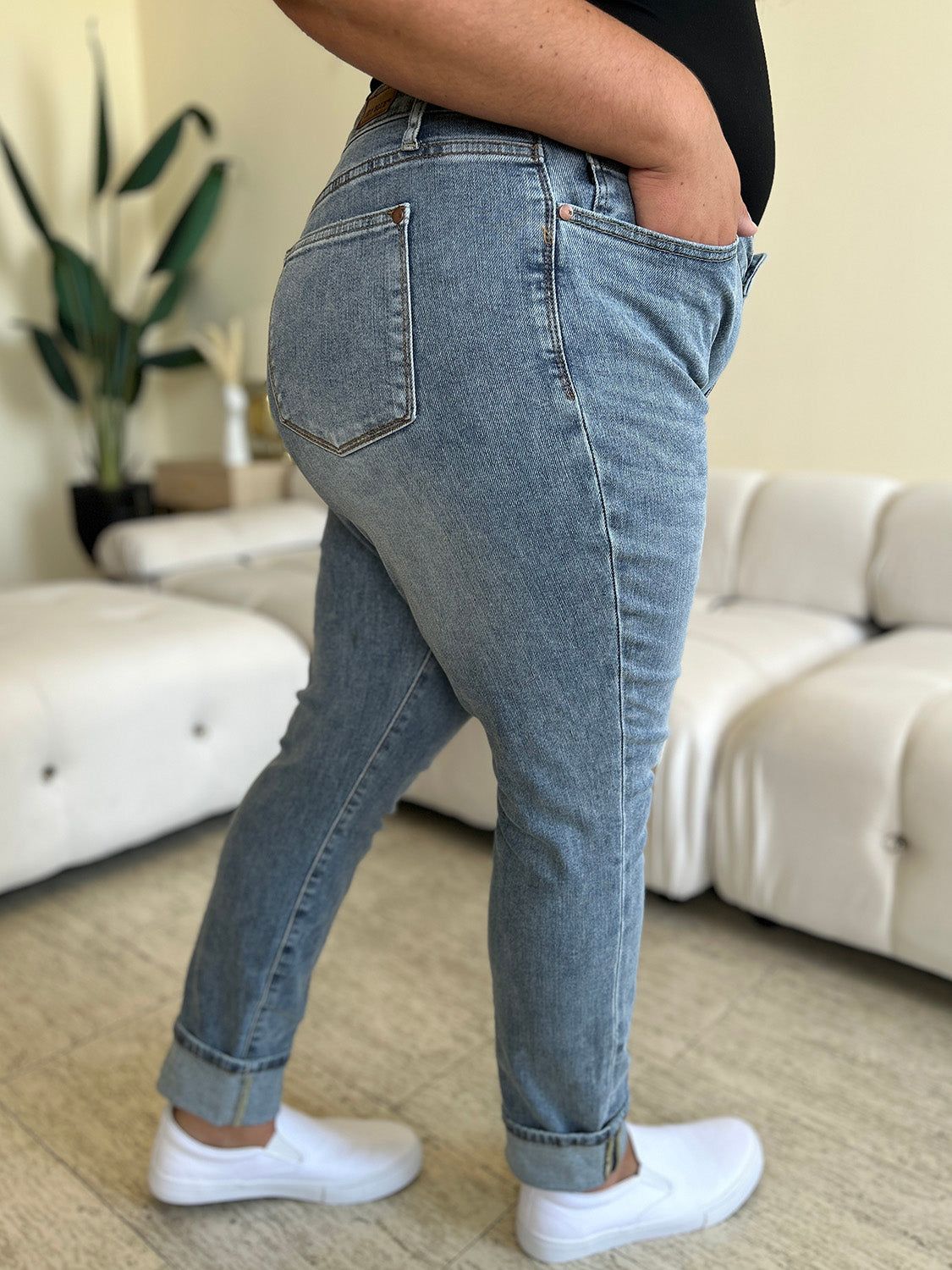 Judy Blue Full Size High Waist Cuff Hem Skinny Jeans us.meeeshop - 