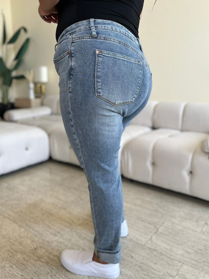 Judy Blue Full Size High Waist Cuff Hem Skinny Jeans us.meeeshop - 