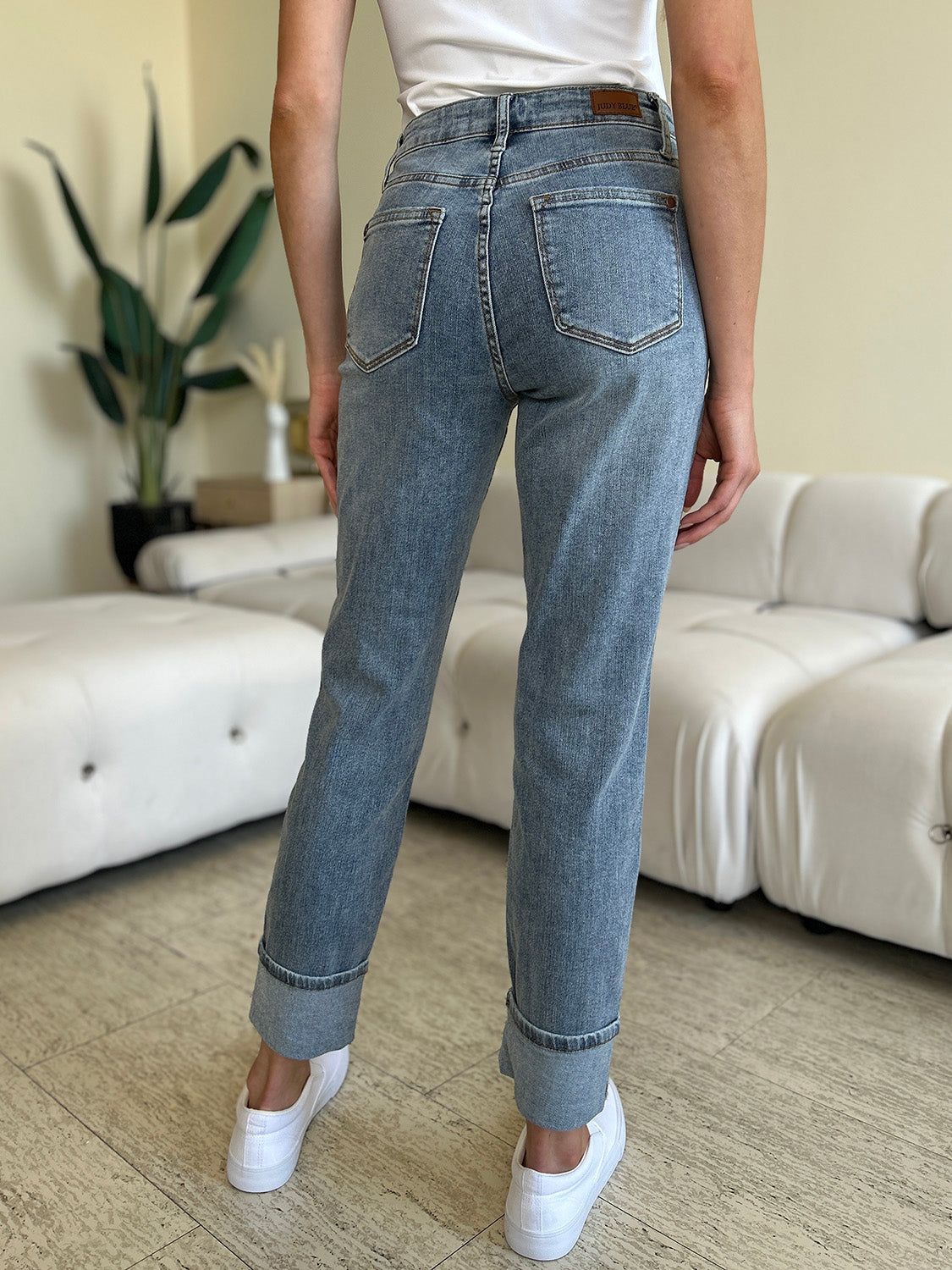 Judy Blue Full Size High Waist Cuff Hem Skinny Jeans us.meeeshop - 