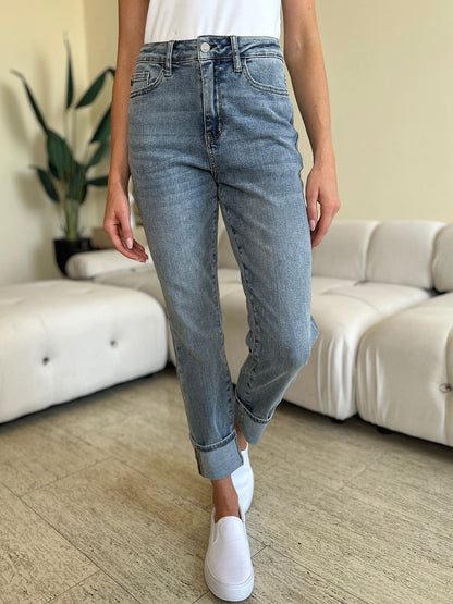 Judy Blue Full Size High Waist Cuff Hem Skinny Jeans us.meeeshop - 