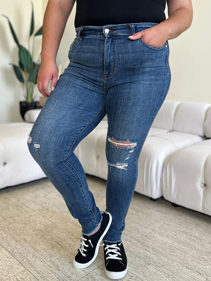 Judy Blue Full Size  High Waist Distressed Skinny Jeans us.meeeshop - 