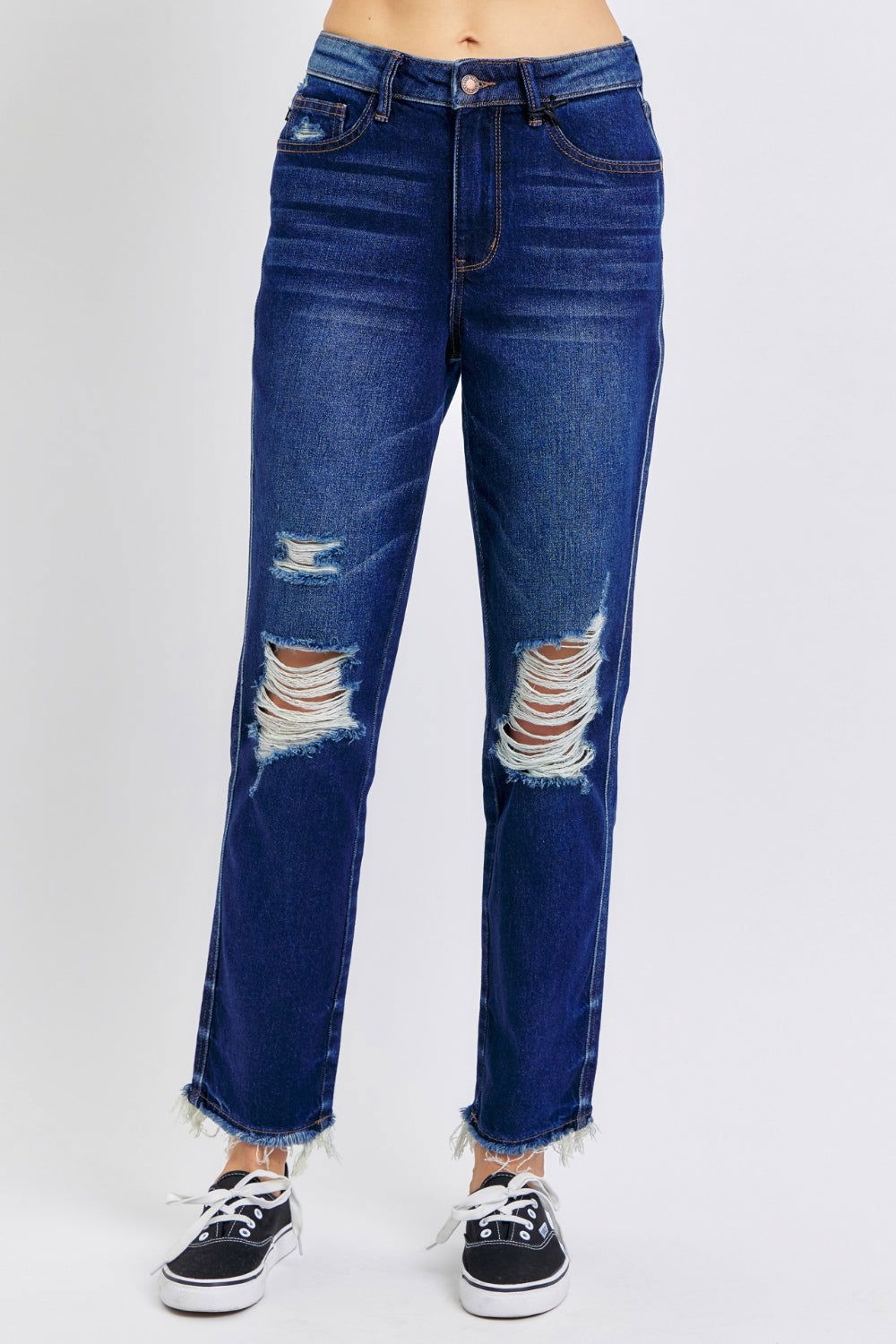 Judy Blue Full Size High Waist Rigid Magic Heavy Destroy Straight Jeans us.meeeshop - 