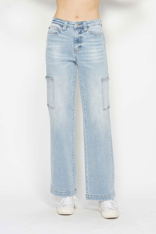 Judy Blue Full Size High Waist Straight Cargo Jeans us.meeeshop - Pants