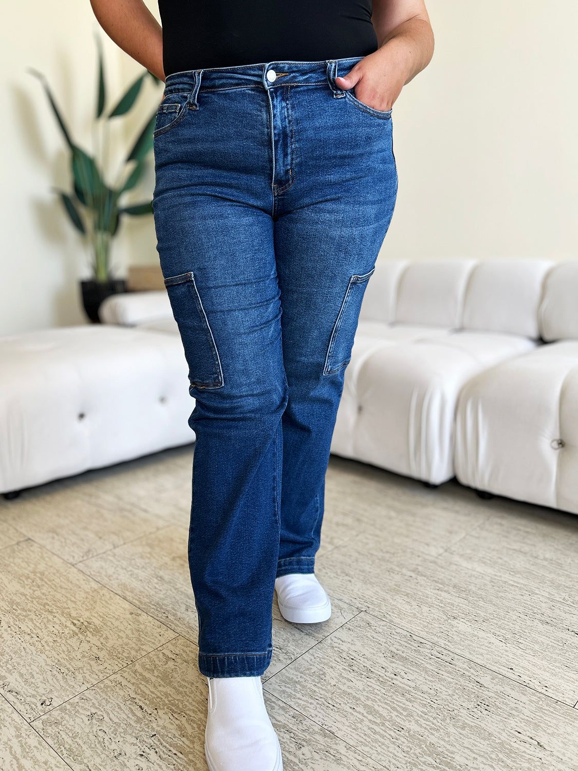 Judy Blue Full Size High Waist Straight Cargo Jeans us.meeeshop - 