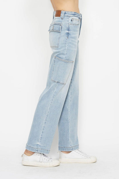 Judy Blue Full Size High Waist Straight Cargo Jeans us.meeeshop - 