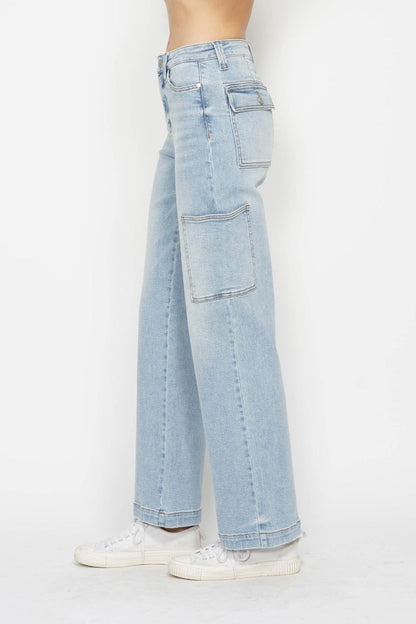 Judy Blue Full Size High Waist Straight Cargo Jeans us.meeeshop - 