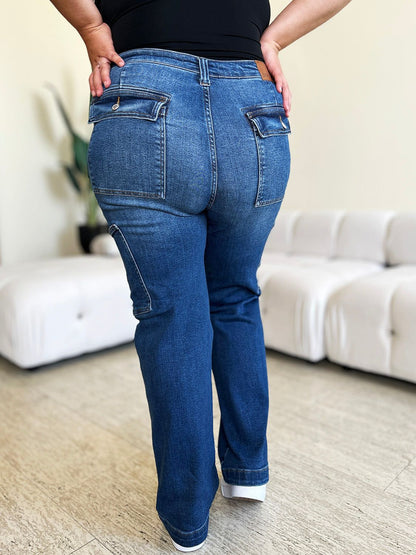 Judy Blue Full Size High Waist Straight Cargo Jeans us.meeeshop - 