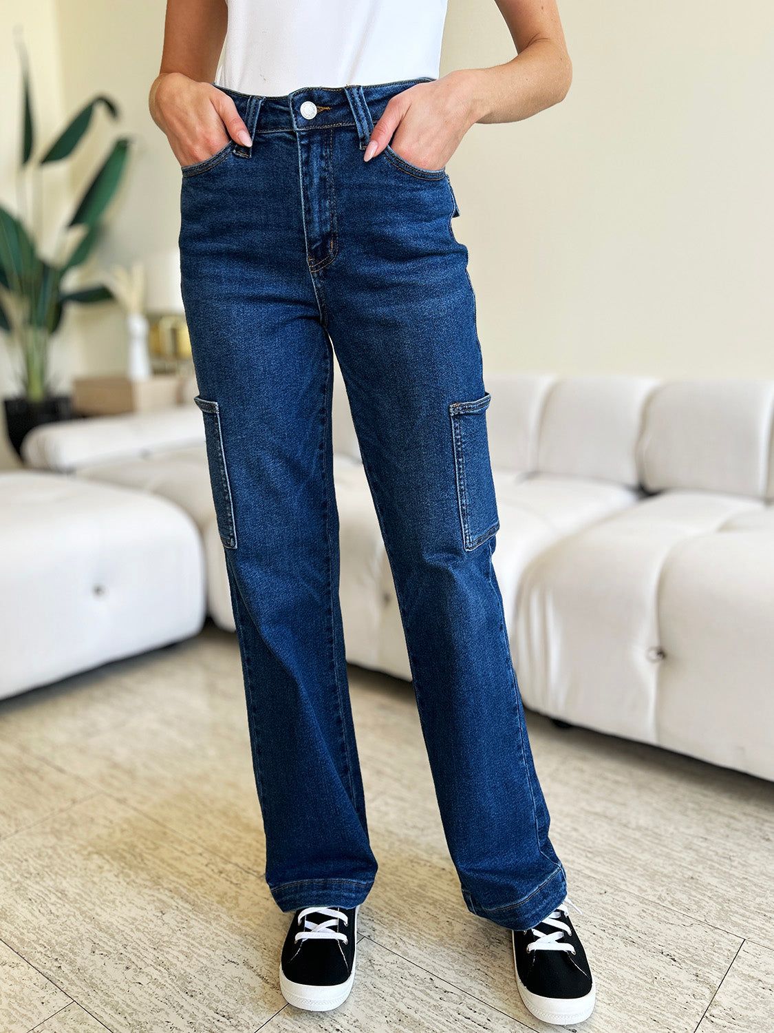 Judy Blue Full Size High Waist Straight Cargo Jeans us.meeeshop - 