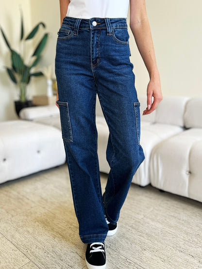 Judy Blue Full Size High Waist Straight Cargo Jeans us.meeeshop - Pants