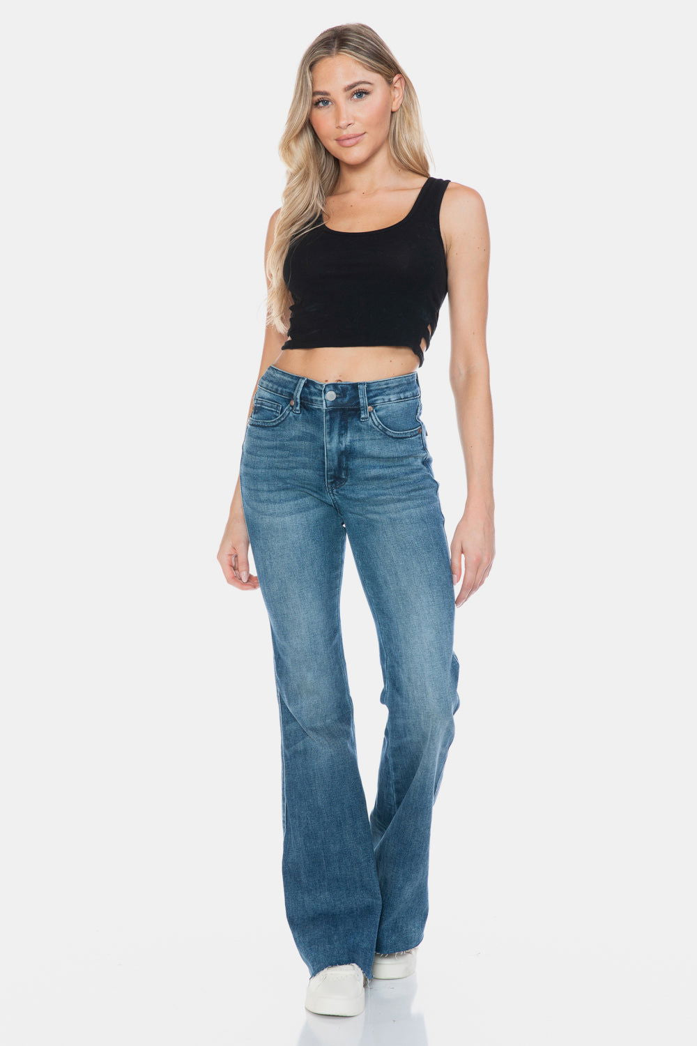 Judy Blue Full Size Tummy Control Cut Hem Flare Jeans us.meeeshop - 