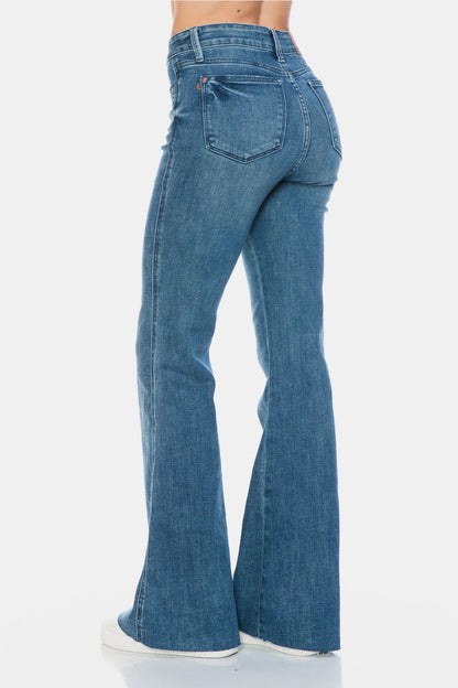 Judy Blue Full Size Tummy Control Cut Hem Flare Jeans us.meeeshop - 