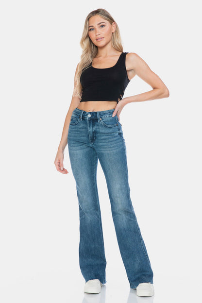 Judy Blue Full Size Tummy Control Cut Hem Flare Jeans us.meeeshop - 