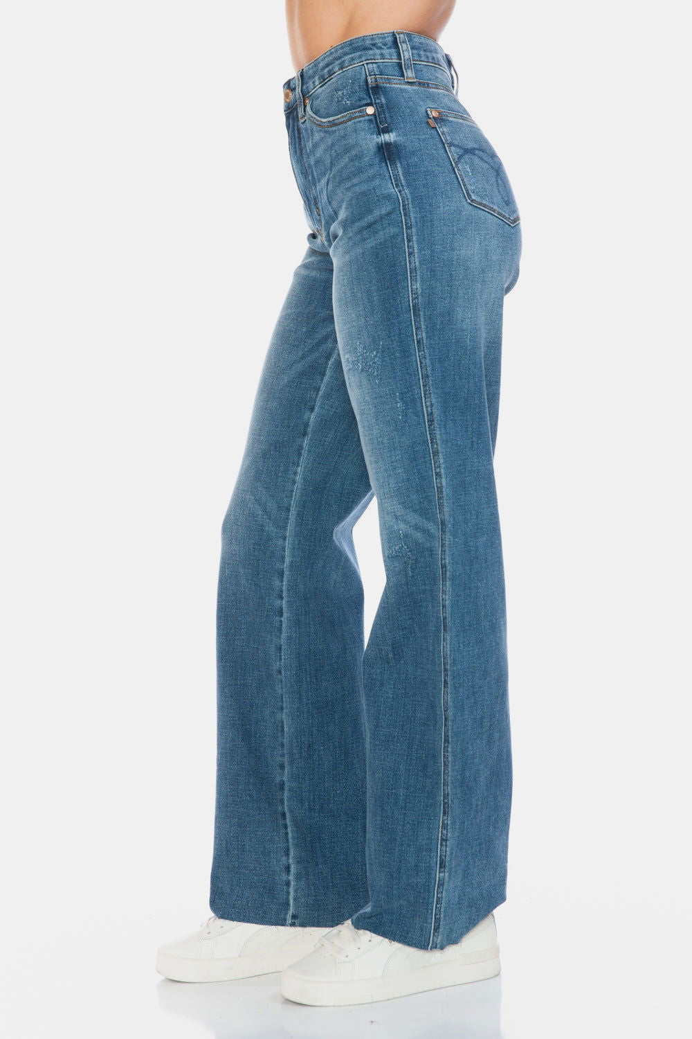 Judy Blue Full Size Tummy Control Cut Raw Hem Straight Jeans us.meeeshop - 