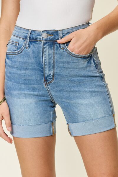 Judy Blue Full Size Tummy Control High Waist Denim Shorts us.meeeshop - 