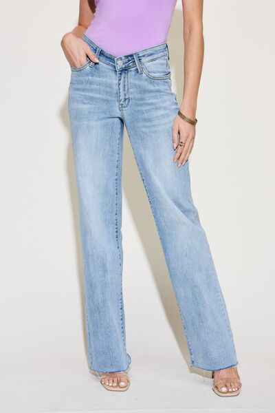 Judy Blue Full Size V Front Waistband Straight Jeans us.meeeshop - Pants