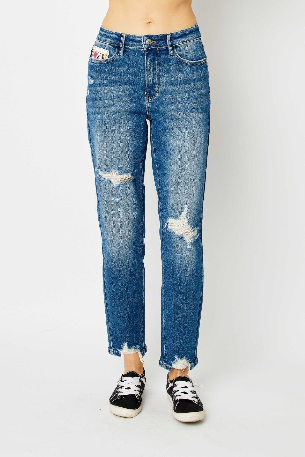 Judy Blue Full Size Distressed Slim Jeans - us.meeeshop