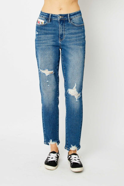 Judy Blue Full Size Distressed Slim Jeans - us.meeeshop