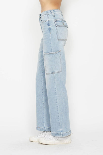 Women's Judy Blue Full Size High Waist Straight Cargo Jeans - us.meeeshop