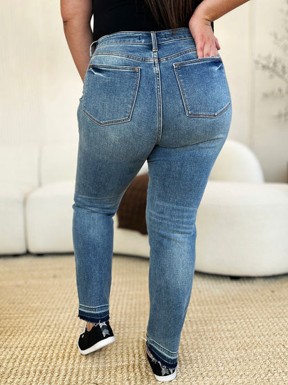 Judy Blue Full Size Mid Rise Rigid Magic Release Hem Jeans - us.meeeshop