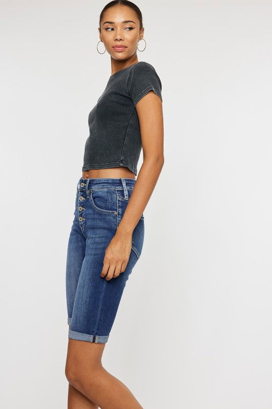 Kan Can USA High Rise Cuff Bermuda Jeans us.meeeshop - 