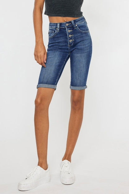 Kan Can USA High Rise Cuff Bermuda Jeans us.meeeshop - 