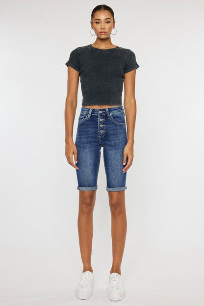 Kan Can USA High Rise Cuff Bermuda Jeans us.meeeshop - 