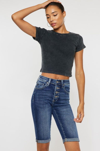 Kan Can USA High Rise Cuff Bermuda Jeans us.meeeshop - 