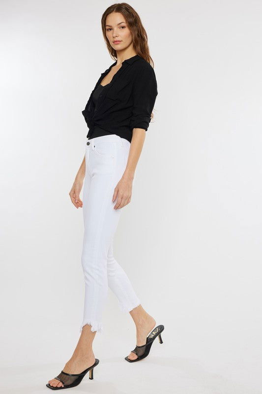 Kan Can USA High Rise Hem Detail Ankle Skinny Jeans us.meeeshop - 