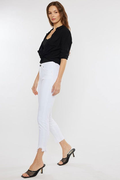 Kan Can USA High Rise Hem Detail Ankle Skinny Jeans us.meeeshop - 