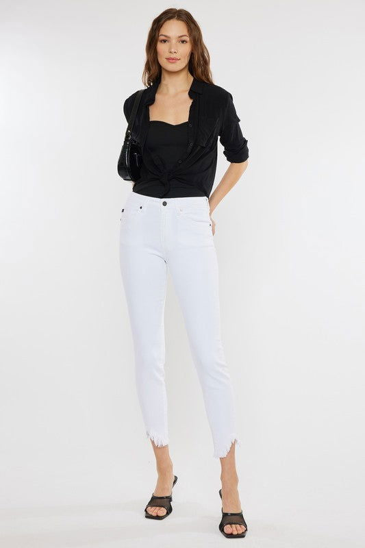 Kan Can USA High Rise Hem Detail Ankle Skinny Jeans us.meeeshop - Pants