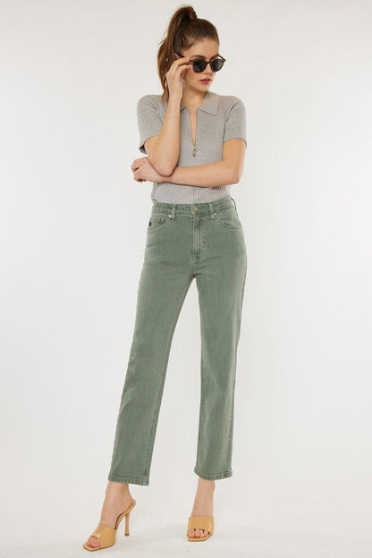 Kan Can USA Ultra High Rise 90's Olive Straight Jeans us.meeeshop - 