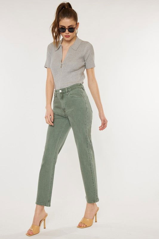 Kan Can USA Ultra High Rise 90's Olive Straight Jeans us.meeeshop - 