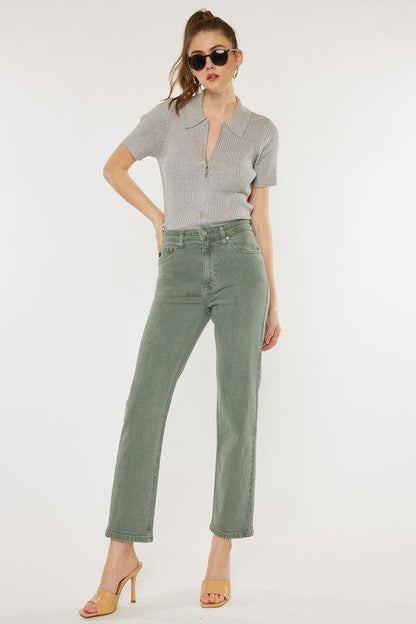 Kan Can USA Ultra High Rise 90's Olive Straight Jeans us.meeeshop - 