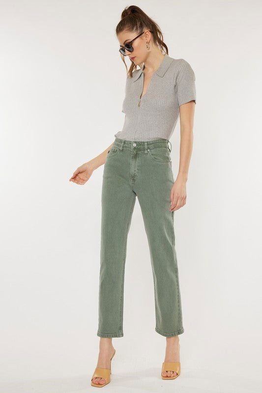 Kan Can USA Ultra High Rise 90's Olive Straight Jeans us.meeeshop - Pants