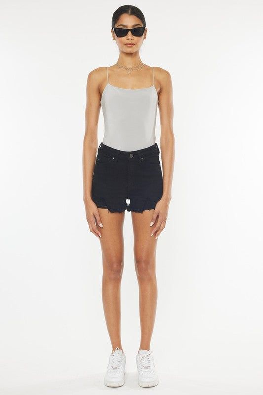 KanCan High Rise Black Denim Shorts us.meeeshop - 