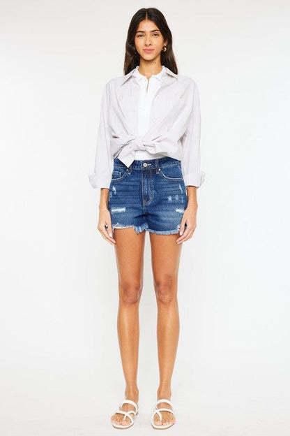 KanCan High Rise No Stitch Frayed Hem Shorts us.meeeshop - 