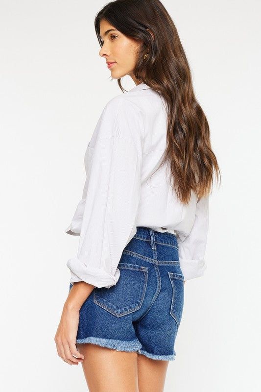 KanCan High Rise No Stitch Frayed Hem Shorts us.meeeshop - 