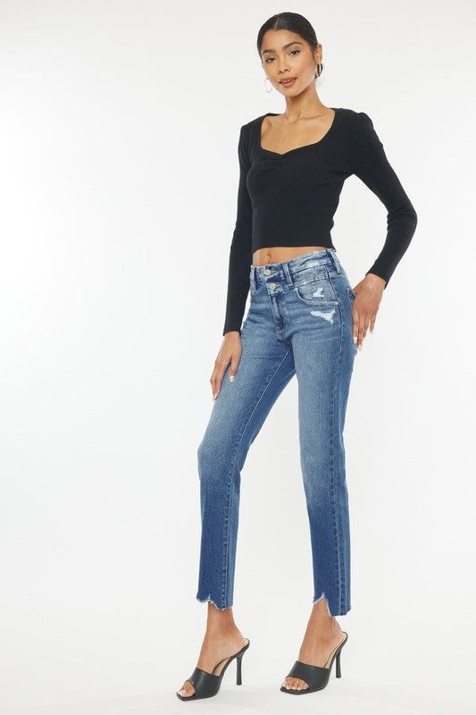 KanCan High Rise Slim Straight Jeans us.meeeshop - 