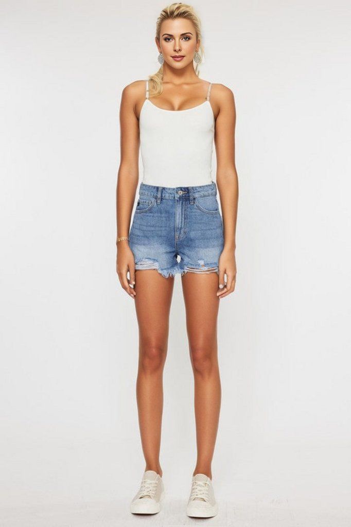 KanCan USA | High Rise Denim Shorts Jeans us.meeeshop - 