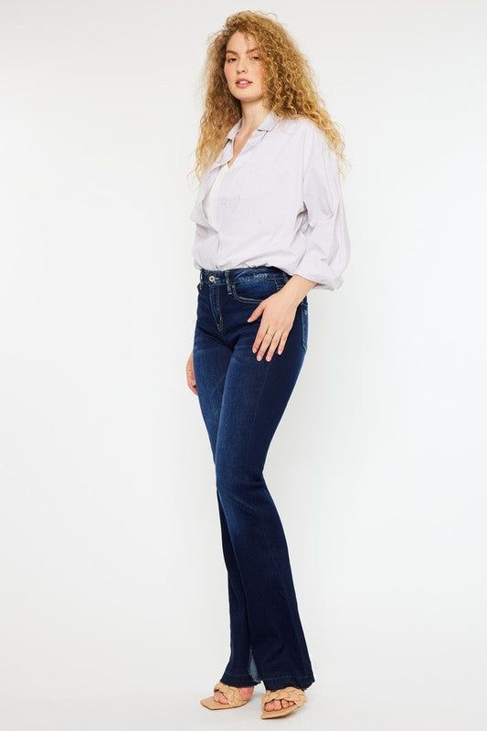 KanCan Mid Rise Hem Detail Flare Jeans - us.meeeshop