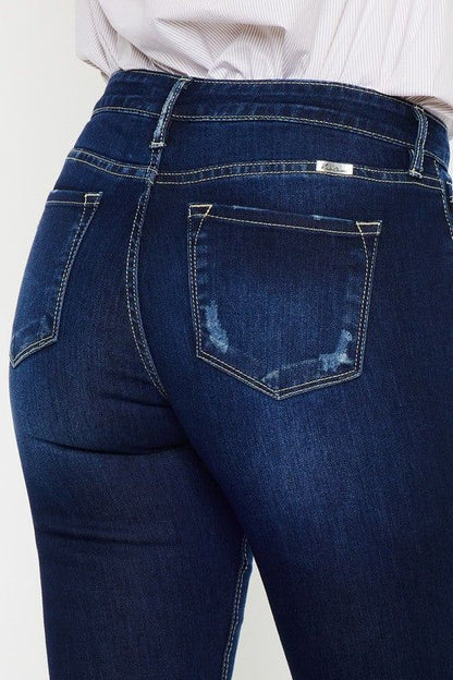 KanCan Mid Rise Hem Detail Flare Jeans - us.meeeshop
