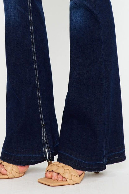KanCan Mid Rise Hem Detail Flare Jeans - us.meeeshop