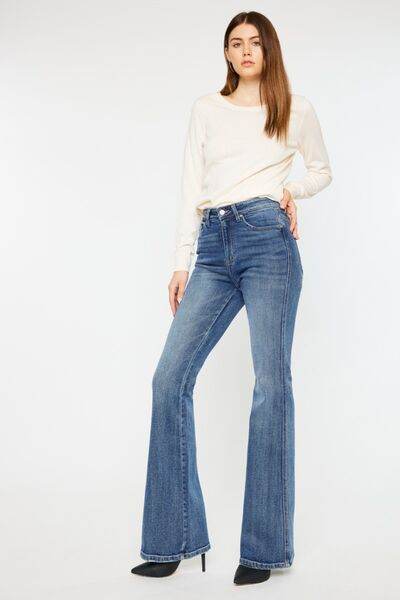 Kancan Cat's Whiskers High Waist Flare Jeans - us.meeeshop