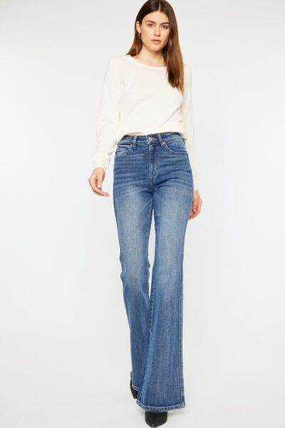 Kancan Cat's Whiskers High Waist Flare Jeans - us.meeeshop