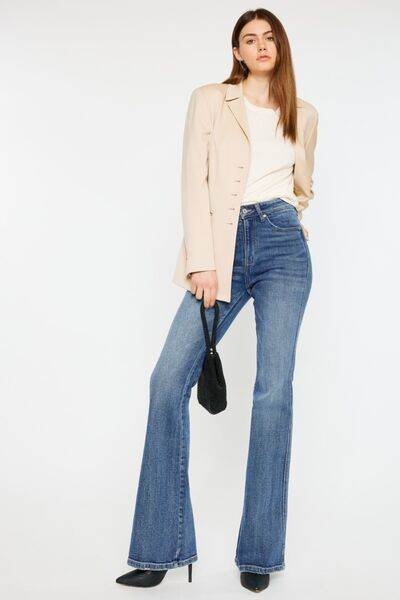 Kancan Cat's Whiskers High Waist Flare Jeans - us.meeeshop