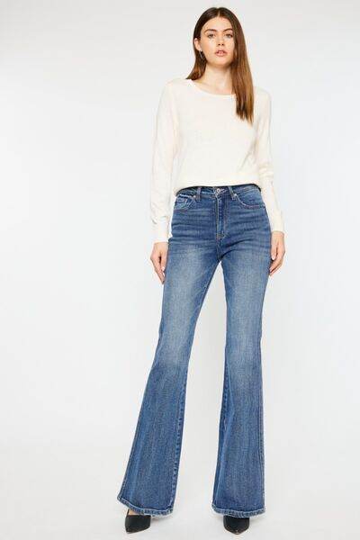 Kancan Cat's Whiskers High Waist Flare Jeans - us.meeeshop