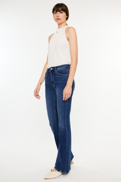 Kancan Cat's Whiskers Raw Hem Flare Jeans us.meeeshop - 