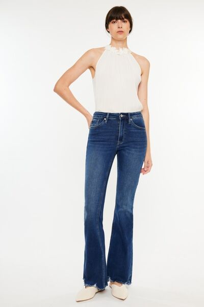 Kancan Cat's Whiskers Raw Hem Flare Jeans us.meeeshop - 