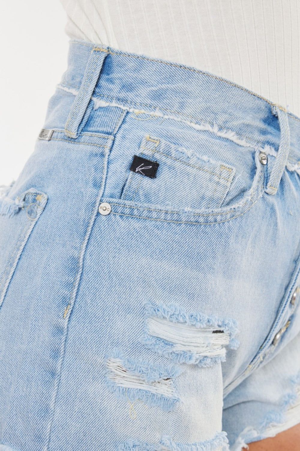 Kancan Distressed Button Fly Denim Shorts us.meeeshop - 